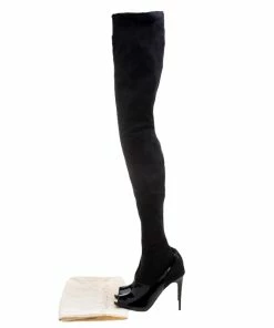 New 🤩 Stella McCartney Black Faux Suede Thigh High Peep Toe 🥾 Boots Size 40 For 👩 Women ❤️ -Stella McCartney Shop luxury women stella mccartney new shoes p114111 0008