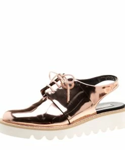 Outlet ⭐ Stella McCartney Metallic Bronze Faux Leather Odette Slingback Derby Size 40 For 👩 Women 🛒