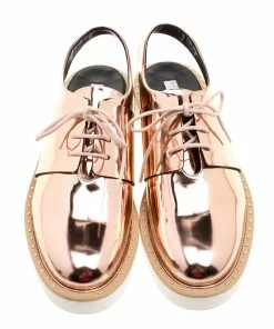 Outlet ⭐ Stella McCartney Metallic Bronze Faux Leather Odette Slingback Derby Size 40 For 👩 Women 🛒 -Stella McCartney Shop luxury women stella mccartney new shoes p130809 003