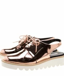 Outlet ⭐ Stella McCartney Metallic Bronze Faux Leather Odette Slingback Derby Size 40 For 👩 Women 🛒 -Stella McCartney Shop luxury women stella mccartney new shoes p130809 004