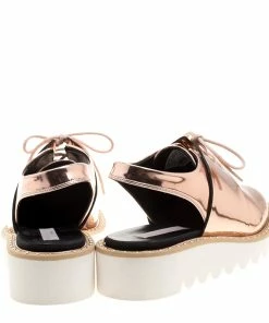 Outlet ⭐ Stella McCartney Metallic Bronze Faux Leather Odette Slingback Derby Size 40 For 👩 Women 🛒 -Stella McCartney Shop luxury women stella mccartney new shoes p130809 005