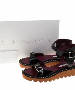 Cheap 🔥 Stella McCartney Black Faux Leather Odette Studded Flat 🩴 Sandals Size 41 For 👩 Women 👍 -Stella McCartney Shop luxury women stella mccartney new shoes p130831 007