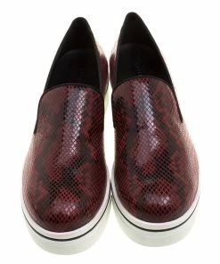 Discount 🎁 Stella McCartney Burgundy Faux Python Creeper Platform Loafers Size 41 For 👩 Women 😉 -Stella McCartney Shop luxury women stella mccartney new shoes p131500 0003