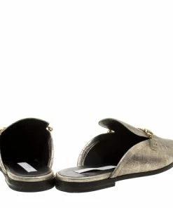 Best Sale 🎁 Stella McCartney Metallic Faux Croc Effect Leather Slip On Loafers Size 37.5 For 👩 Women 😀 -Stella McCartney Shop luxury women stella mccartney new shoes p131574 005