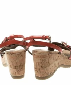 Best reviews of 💯 Stella McCartney Imperial Red Faux Patent Leather Linda Cork Wedge 🩴 Sandals Size 41 For 👩 Women 🤩 -Stella McCartney Shop luxury women stella mccartney new shoes p133439 0005