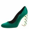 Discount 😍 Stella McCartney Green Satin Cabochon Stone Embellished Pumps Size 40 For 👩 Women ✔️ -Stella McCartney Shop luxury women stella mccartney new shoes p135125 0001