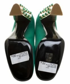 Discount 😍 Stella McCartney Green Satin Cabochon Stone Embellished Pumps Size 40 For 👩 Women ✔️ -Stella McCartney Shop luxury women stella mccartney new shoes p135125 0006