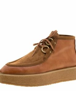 Outlet โ Stella McCartney Brown Faux Suede And Leather High Clipper Platform Ankle ๐ฅพ Boots Size 37 For ๐ฉ Women ๐