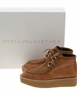 Outlet ⌛ Stella McCartney Brown Faux Suede And Leather High Clipper Platform Ankle 🥾 Boots Size 37 For 👩 Women 👍 -Stella McCartney Shop luxury women stella mccartney new shoes p135758 0009