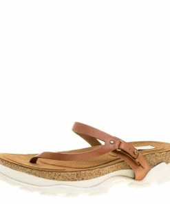 Wholesale 💯 Stella McCartney Brown Faux Leather Altea Platform Slides Size 41 For 👩 Women 💯