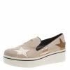Best Sale ⭐ Stella McCartney Beige Faux Leather And Metallic Fabric Binx Star Platform Slip On 👟 Sneakers Size 41 For 👩 Women 🤩 -Stella McCartney Shop luxury women stella mccartney new shoes p139568 001