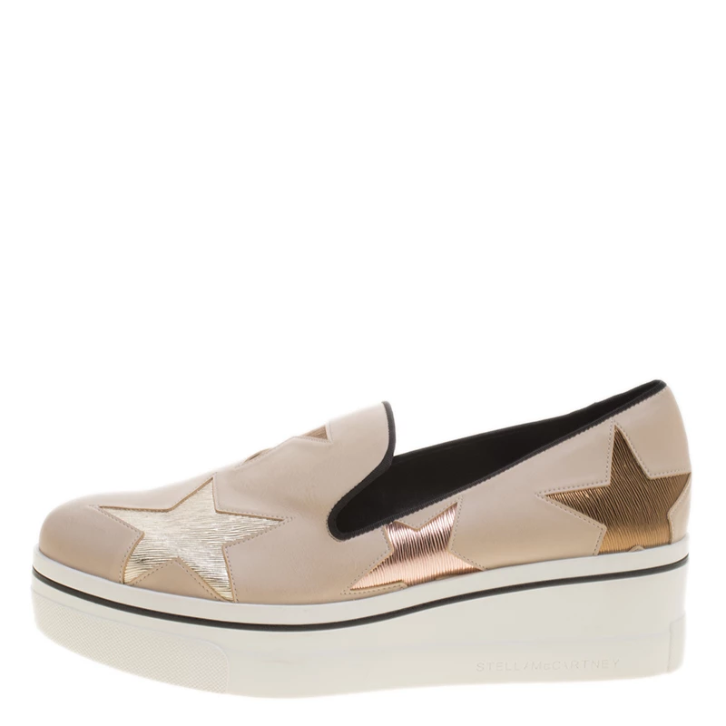 Best Sale โญ Stella McCartney Beige Faux Leather And Metallic Fabric Binx Star Platform Slip On ๐ Sneakers Size 41 For ๐ฉ Women ๐คฉ 4 Best Sale โญ Stella McCartney Beige Faux Leather And Metallic Fabric Binx Star Platform Slip On ๐ Sneakers Size 41 For ๐ฉ Women ๐คฉ - Image 2