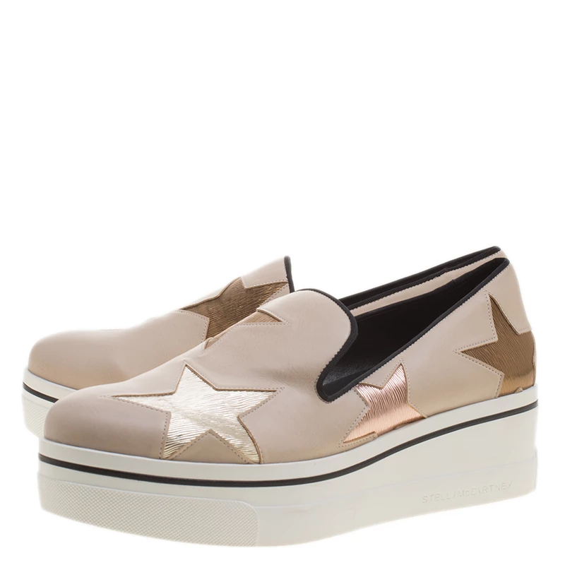 Best Sale โญ Stella McCartney Beige Faux Leather And Metallic Fabric Binx Star Platform Slip On ๐ Sneakers Size 41 For ๐ฉ Women ๐คฉ 6 Best Sale โญ Stella McCartney Beige Faux Leather And Metallic Fabric Binx Star Platform Slip On ๐ Sneakers Size 41 For ๐ฉ Women ๐คฉ - Image 4