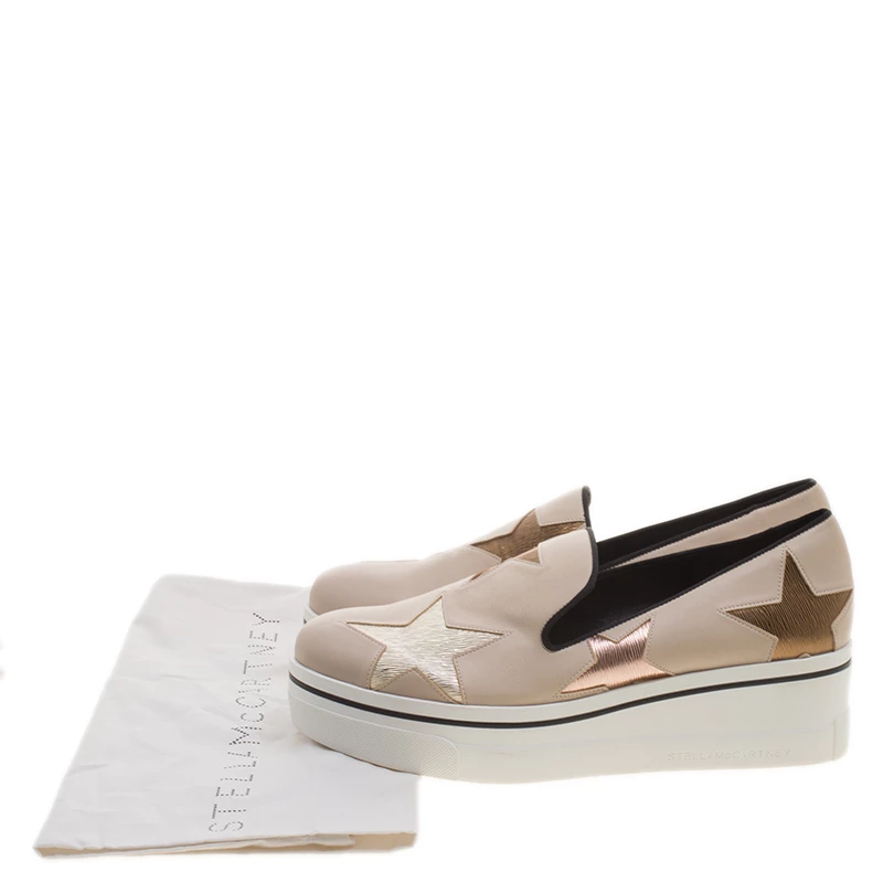 Best Sale โญ Stella McCartney Beige Faux Leather And Metallic Fabric Binx Star Platform Slip On ๐ Sneakers Size 41 For ๐ฉ Women ๐คฉ 10 Best Sale โญ Stella McCartney Beige Faux Leather And Metallic Fabric Binx Star Platform Slip On ๐ Sneakers Size 41 For ๐ฉ Women ๐คฉ - Image 8