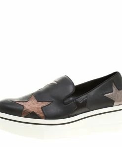 Budget ๐ฅฐ Stella McCartney Black Faux Leather And Metallic Textured Fabric Binx Star Platform Slip On ๐ Sneakers Size 40 For ๐ฉ Women โค๏ธ