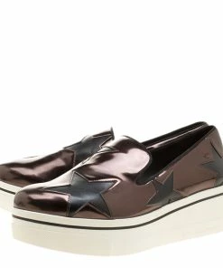 Best Pirce 🔥 Stella McCartney Metallic Grey Faux Leather Binx Star Platform Slip On 👟 Sneakers Size 41 For 👩 Women 🧨 -Stella McCartney Shop luxury women stella mccartney new shoes p139763 004