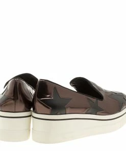 Best Pirce 🔥 Stella McCartney Metallic Grey Faux Leather Binx Star Platform Slip On 👟 Sneakers Size 41 For 👩 Women 🧨 -Stella McCartney Shop luxury women stella mccartney new shoes p139763 005