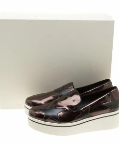 Best Pirce 🔥 Stella McCartney Metallic Grey Faux Leather Binx Star Platform Slip On 👟 Sneakers Size 41 For 👩 Women 🧨 -Stella McCartney Shop luxury women stella mccartney new shoes p139763 009