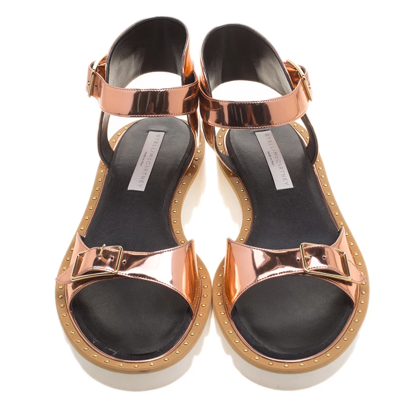 Best deal ๐ Stella McCartney Metallic Bronze Faux Leather Odette Studded Flat ๐ฉด Sandals Size 41 For ๐ฉ Women โจ 5 Best deal ๐ Stella McCartney Metallic Bronze Faux Leather Odette Studded Flat ๐ฉด Sandals Size 41 For ๐ฉ Women โจ - Image 3