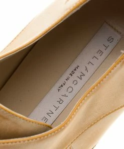Coupon 🧨 Stella McCartney Beige Brushed Faux Leather Elyse Star Platform Lace Up Derby Size 39.5 For 👩 Women 👍 -Stella McCartney Shop luxury women stella mccartney new shoes p146314 0007