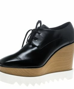 Deals 🔥 Stella McCartney Black Faux Leather Elyse Platform Derby Size 39.5 For 👩 Women 🛒