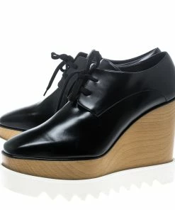 Deals 🔥 Stella McCartney Black Faux Leather Elyse Platform Derby Size 39.5 For 👩 Women 🛒 -Stella McCartney Shop luxury women stella mccartney new shoes p150659 0004