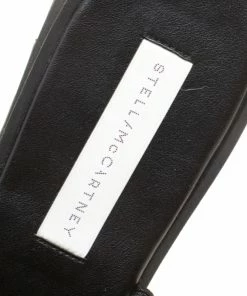 Outlet 🛒 Stella McCartney Black Faux Leather Floral Eyelet Embroidered Platform Slides Size 38 For 👩 Women 🤩 -Stella McCartney Shop luxury women stella mccartney new shoes p154587 0007