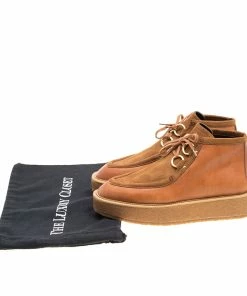 Hot Sale 👍 Stella McCartney Brown Faux Suede And Leather High Clipper Platform Ankle 🥾 Boots Size 39.5 For 👩 Women 🔔 -Stella McCartney Shop luxury women stella mccartney new shoes p155332 0008