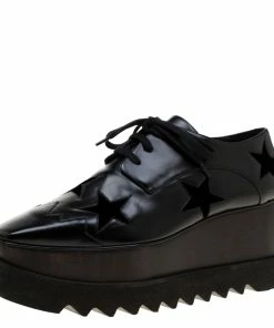 Deals 👍 Stella McCartney Black Faux Leather Elyse Star Platform Derby Size 39.5 For 👩 Women 🔥