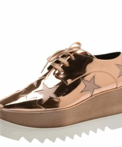 Best deal 😀 Stella McCartney Metallic Bronze Faux Leather Indium Elyse Star Platform Derby Size 41 For 👩 Women 🔥