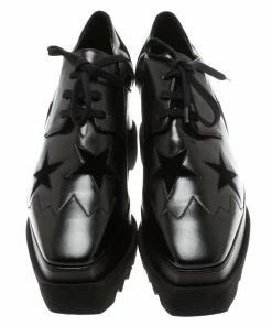 Best Sale 🎉 Stella McCartney Black Faux Leather Elyse Star Platform Derby Size 40 For 👩 Women 🎁 -Stella McCartney Shop luxury women stella mccartney new shoes p183911 003
