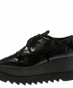 Best Sale 🎉 Stella McCartney Black Faux Leather Elyse Star Platform Derby Size 40 For 👩 Women 🎁 -Stella McCartney Shop luxury women stella mccartney new shoes p183911 005