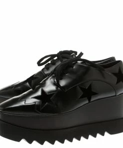 Best Sale 🎉 Stella McCartney Black Faux Leather Elyse Star Platform Derby Size 40 For 👩 Women 🎁 -Stella McCartney Shop luxury women stella mccartney new shoes p183911 007
