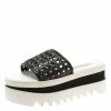 Best Pirce 😍 Stella McCartney Black Faux Woven Leather Wicker Platform Slides Size 36 For 👩 Women 🌟