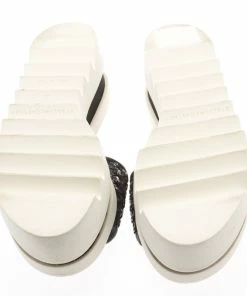 Best Pirce 😍 Stella McCartney Black Faux Woven Leather Wicker Platform Slides Size 36 For 👩 Women 🌟 -Stella McCartney Shop luxury women stella mccartney new shoes p183930 008