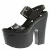 Buy 👏 Stella McCartney Black Faux Leather Buckle Block Heel Platform 🩴 Sandals Size 37.5 For 👩 Women 🔔 -Stella McCartney Shop luxury women stella mccartney new shoes p185583 006