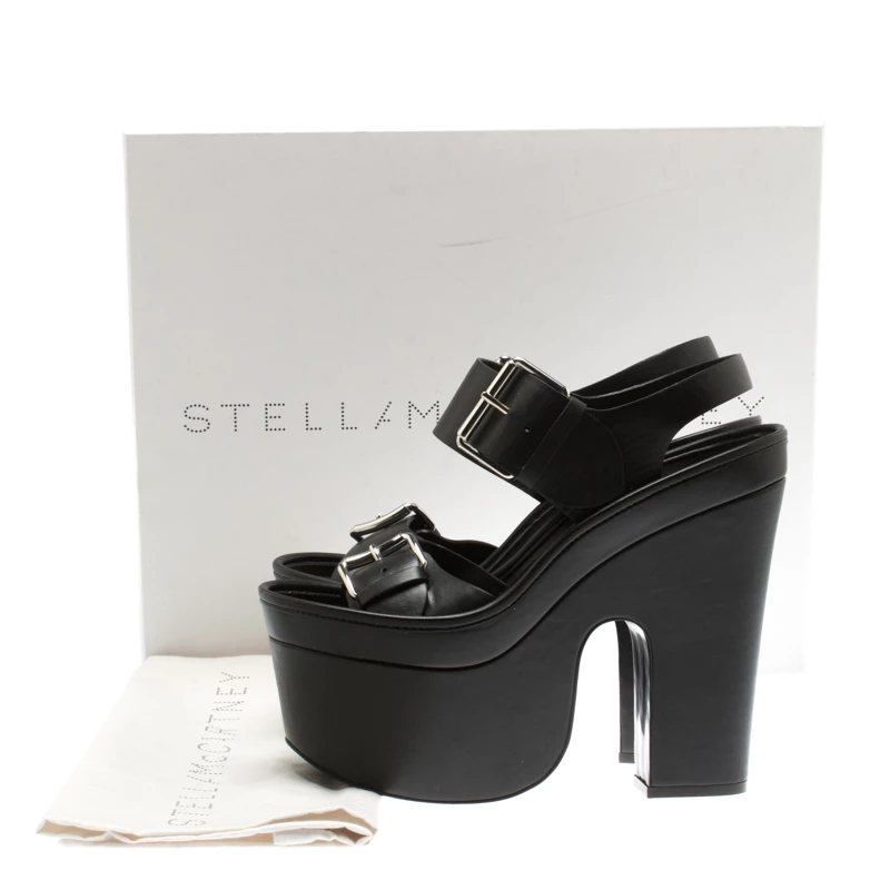 Buy 👏 Stella McCartney Black Faux Leather Buckle Block Heel Platform 🩴 Sandals Size 37.5 For 👩 Women 🔔 10 Buy 👏 Stella McCartney Black Faux Leather Buckle Block Heel Platform 🩴 Sandals Size 37.5 For 👩 Women 🔔 - Image 8