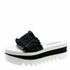 Brand new ❤️ Stella McCartney Black Ruffle Faux Leather Platform Slide 🩴 Sandals Size 40.5 For 👩 Women ✔️ -Stella McCartney Shop luxury women stella mccartney new shoes p192809 003