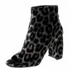 Promo 😀 Stella McCartney Beige Leopard Printed Velvet Peep Toe Block Heel Ankle 🥾 Boots Size 39 For 👩 Women 🤩