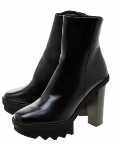 Discount 🔔 Stella McCartney Black Faux Leather Platform Ankle 🥾 Boots Size 40 For 👩 Women ⌛ -Stella McCartney Shop luxury women stella mccartney new shoes p206491 007