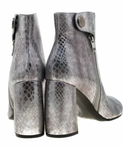 Best Sale 🎉 Stella McCartney Metallic Silver Python Embossed Faux Leather Ankle 🥾 Boots Size 38 For 👩 Women 🎉 -Stella McCartney Shop luxury women stella mccartney new shoes p208833 003