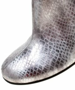 Best Sale 🎉 Stella McCartney Metallic Silver Python Embossed Faux Leather Ankle 🥾 Boots Size 38 For 👩 Women 🎉 -Stella McCartney Shop luxury women stella mccartney new shoes p208833 005