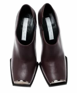 Flash Sale ⭐ Stella McCartney Burgundy Faux Leather Square Toe Ankle 🥾 Boots Size 38 For 👩 Women 🔔 -Stella McCartney Shop luxury women stella mccartney new shoes p210323 006
