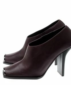 Flash Sale ⭐ Stella McCartney Burgundy Faux Leather Square Toe Ankle 🥾 Boots Size 38 For 👩 Women 🔔 -Stella McCartney Shop luxury women stella mccartney new shoes p210323 007