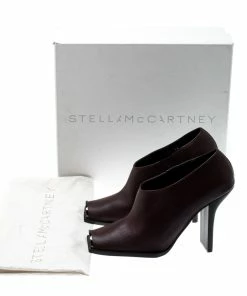 Flash Sale ⭐ Stella McCartney Burgundy Faux Leather Square Toe Ankle 🥾 Boots Size 38 For 👩 Women 🔔 -Stella McCartney Shop luxury women stella mccartney new shoes p210323 008