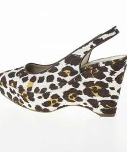Hot Sale 👏 Stella McCartney Leopard Print Canvas Slingback Nathalie Wedges Size 38 For 👩 Women 🛒 -Stella McCartney Shop luxury women stella mccartney new shoes p21305 003