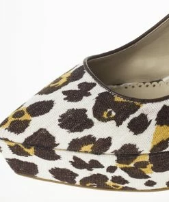 Hot Sale 👏 Stella McCartney Leopard Print Canvas Slingback Nathalie Wedges Size 38 For 👩 Women 🛒 -Stella McCartney Shop luxury women stella mccartney new shoes p21305 008