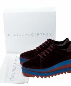 Discount 😀 Stella McCartney Burgundy/Blue Velvet Elyse Platform Derby Size 40.5 For 👩 Women 🔔 -Stella McCartney Shop luxury women stella mccartney new shoes p237403 007