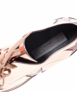 Best Pirce 🌟 Stella McCartney Metallic Rose Gold Faux Leather Elyse Star Platform Lace Up Derby Size 38 For 👩 Women 😍 -Stella McCartney Shop luxury women stella mccartney new shoes p249317 002