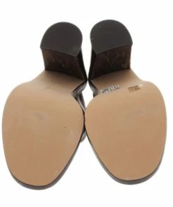 Coupon ⌛ Stella McCartney Brown Faux Leather Veneer CrissCross Slides Size 39 For 👩 Women ✔️ -Stella McCartney Shop luxury women stella mccartney new shoes p2525 007
